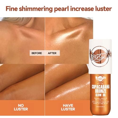 Body Glow Oil,Shimmering Highlighter Liquid with Warm Bronze Glow, 90ML Non-Sticky & Lightweight Moisturizer for Face&Body Beach Vacations&Evening Glow(03#) view 5