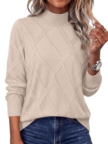 Sipaya Mock Neck Fall Sweaters for Women Cable Knit Sweater Fall Outfits view 3