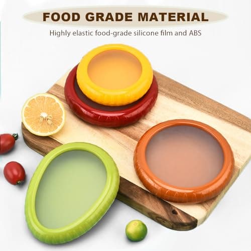 Iosjeude Set of 4 Reusable Storage Containers Avocado Saver Onion Keeper Tomato Holder Fruit Saver Fruit Organizer Soft Shell Food Container for Fridge Keep Fresh view 6