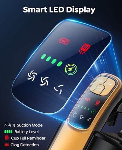 Cordless Vacuum Cleaner, 550W 45KPa 50Mins Vacuum Cleaners for Home, Powerful Stick Vacuum with Green LED Lights, Self-Standing & Anti-Tangle, Lightweight Vacuum for Pet Hair/Carpet/Hard Floor view 4