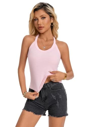 LuneNuelle Womens Racerback Tank Tops - Cami Ribbed Basic Camisole V Neck Casual Trendy Slim Fit Sleeveless Tank 2 Pack view 3