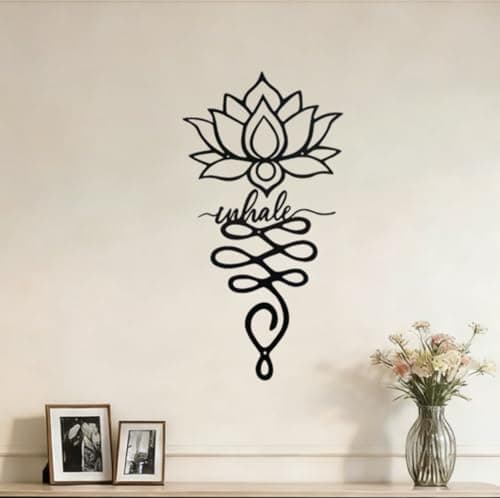 JBCHUCI Lotus Flower Wall Decor - 23.7”x12.6” Black Metal Yoga Meditation Wall Art, Boho Zen Sculpture for Home Living Room, Bedroom, Office, Spiritual Gift & Mindfulness Decor for Yoga Lovers view 5