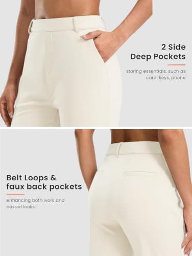 Soothfeel Womens Fleece Lined Pants 28"/30"/32" Work Dress Pants Belt Loops view 5