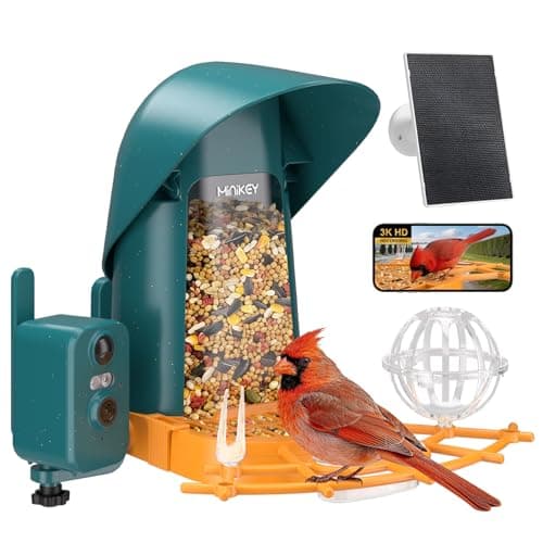 Minikey Smart Bird Feeder with Camera Outdoor Birdhouse, 4MP Ultra HD & AI Identify 11000+ Species, 2L Large Capacity, Solar Powered with App Arrived Alerts, Ideal Bird House Gifts for Mom Dad — image 1