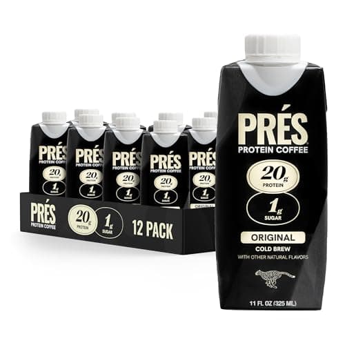 Prés Protein Coffee, Original, High Protein, Cold Brew, 20g Protein, 1g Sugar, 100 Calories, No Added Sugar, Coffee, Protein, Kosher, Soy Free, Nut Free, Non-GMO, Low Carb (12 Pack) — image 1