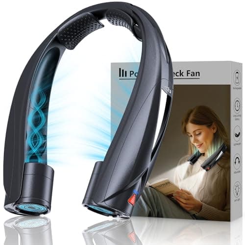 Laimiod Neck Fan - Portable Neck Fan with LED Book Light, 6-20h Long Battery Life, 6 Speeds Adjustable, USB-C Rechargeable, Hands-Free Wearable Fan, Cooling Personal Fan Gifts for Men Women Dad Mom