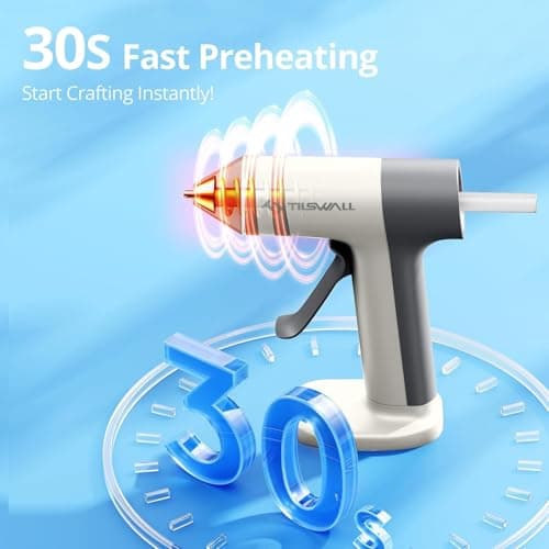 Tilswall Cordless Hot Glue Gun W106 with 30s Fast Preheating White view 6