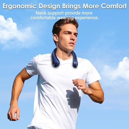 AUIIAH Portable Lightweight Neck Fan with Neck Support, Birthday Gifts for Men Women Dad Mom, Rechargeable Personal Wearable Cooling Neck Fans for Hot Flashes, Disneyland, Travel, Camping Essentials view 5
