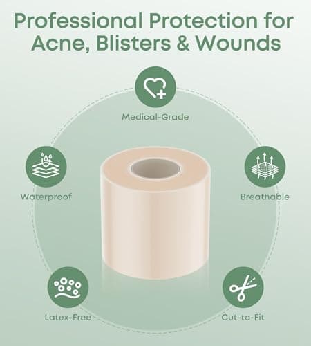 HOLDTON Hydrocolloid Roll for Wound Care, 2" × 5FT Cut-to-Size Hydrocolloid Bandages with Self-Adhesive, Ultra-Absorbent Dressing for Blisters, Burns, Acne & Minor Cuts, Waterproof, Invisible view 6