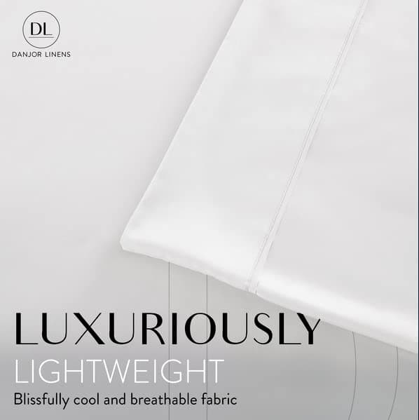 Danjor Linens Bed Sheet Set King Size for Hot Sleepers, Hotel Premium Sheets with 4 Pillowcases, Lightweight Brushed Microfiber Deep Pockets, Breathable Cooling 6 Piece Bedding Sets, White view 3