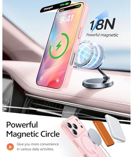 FNTCASE for iPhone 17 Pro-Max Case: [Compatible with Magsafe] Translucent Matte Cases with [Full Camera Protection] [Screen Protector] Military Grade Shockproof Protective Phone Cover - Light Pink view 3