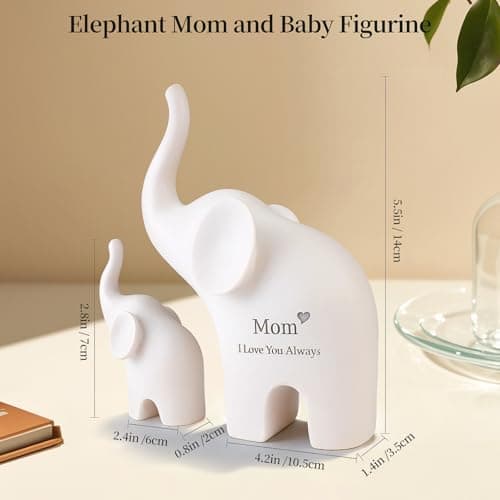 Eluviora Gifts for Mom: 5.5” Elephant Mama and Baby Figurine - Mom Birthday Gifts from Daughter or Son - Elephant Gifts for Mother’s Day and Christmas Keepsake Decor view 3