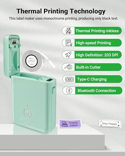 ORGBRO Label Maker Machine with Tape, X1 Portable Bluetooth Mini Label Printer, Support Pre-Cut & Continuous Label, Wireless Small Label Makers with Versatile App for School Home Office Organization view 4