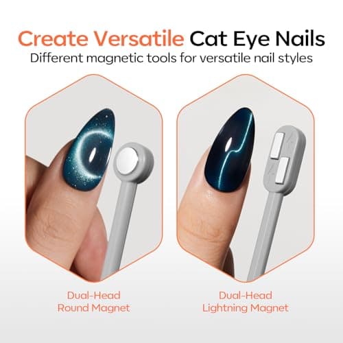 modelones Cat Eye Magnet Set, Heart Nail Art Tool Strong Magnetic Pen Double Head Round Magnets Stick Wand Diverse French Moon Floral Circle Cateye Effect DIY Professional Manicure Gift for Women view 5