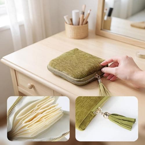 Iosjeude Portable Jewelry Travel Case with Zipper, Tangle-Free Organizer Pouch for Bracelets, Rings, Earrings, and Small Essentials, Ideal Gift for Women & Girls (green) view 5