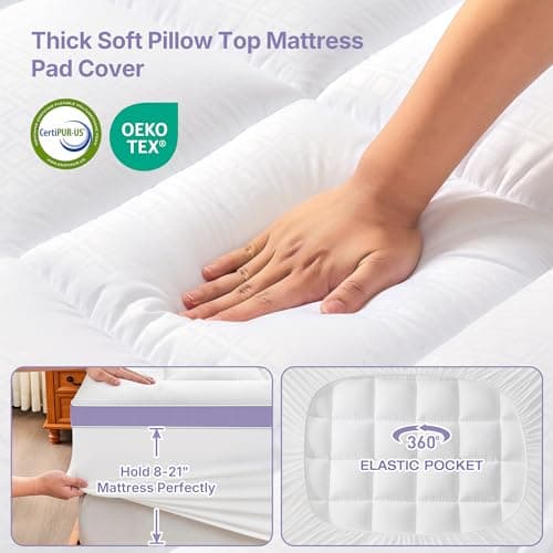 SurChic 5 Inch Dual Layer Memory Foam Full Mattress Topper - 2'' Pillow Top Mattress Pad for Back Pain and 2'' Support Foam & 1'' Cooling Gel Memory Foam, Extra Thick Medium Support Bed Topper view 4
