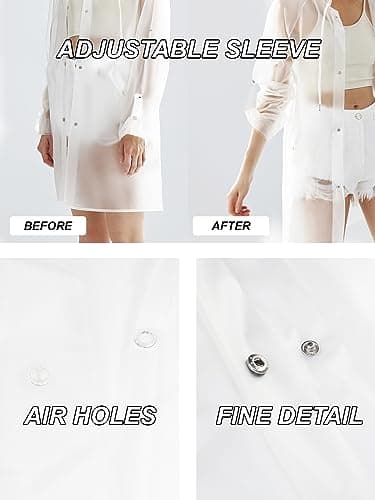 L-Rain TPU Clear Rain Coat for Women - Waterproof Packable Fashion Rain Poncho with Hood Reusable Raincoat view 6