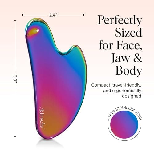 Kitsch Stainless Steel Gua Sha Facial Tools - Guasha Tool for Face, Face Sculpting Tool, Jawline Shaper, Double Chin Reducer Gua Sha Tools, Lymphatic Drainage Massager, Facial Skin Care, Iridescent view 5