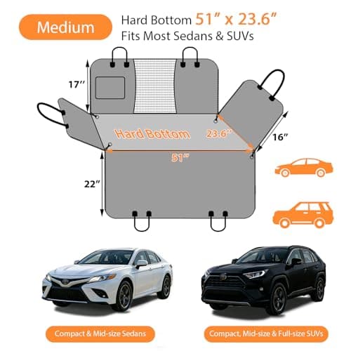 URPOWER Hard Bottom Dog Car Seat Cover for Pets 100% Waterproof Seat Cover Hammock 600D Heavy Duty Scratch Proof Nonslip Durable Soft Back Seat Covers for Cars Trucks and SUVs view 5