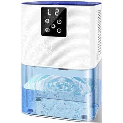 Dehumidifier,MTOX 3L/105 oz (1000 Sq Ft) Small Dehumidifiers for Rooms, Bathroom, RV, Quiet with Auto Shut-Off, Timer, 3 Modes, Removable Filter & Aromatherapy Box, 7-Color LED (Blue & White)