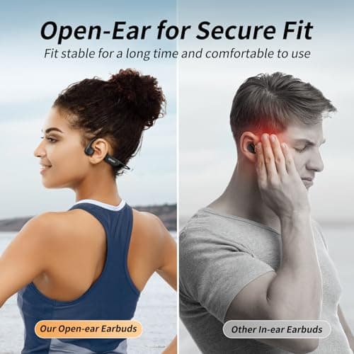 CXK Bone Conduction Headphones, 2026 Upgrade Open Ear Headphones with Mic, IPX7 Waterproof, Balanced Audio, 10H Playtime, Lightweight Sports Headphones for Running, Cycling, Walking view 3