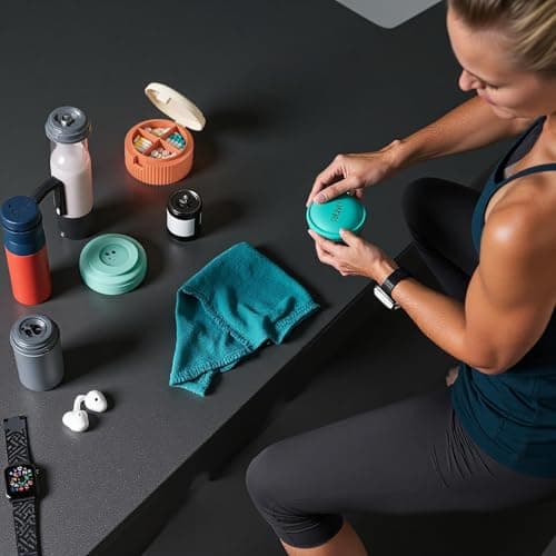 NifengJieyi Pill Organizer, Travel Pill Organizer, Pill Storage with Foldable Water Cup，Daily Medicine Dispenser Box, Multifunctional Portable Travel Organizer for Supplements, 3.4x3.4x1.8inches view 4