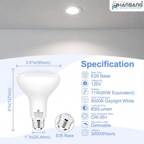 BR30 LED Flood Light Bulbs 65W Equivalent Dimmable E26 5000K Daylight view 2