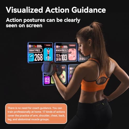 Smart Adjustable Dumbbell Set - Pair with Stand - Quick Adjustment, Secure Grip - Compact Home Gym Training Dumbbells for Men & Women with Voice Reminder & Motion Sensing Functions - 25LB view 5