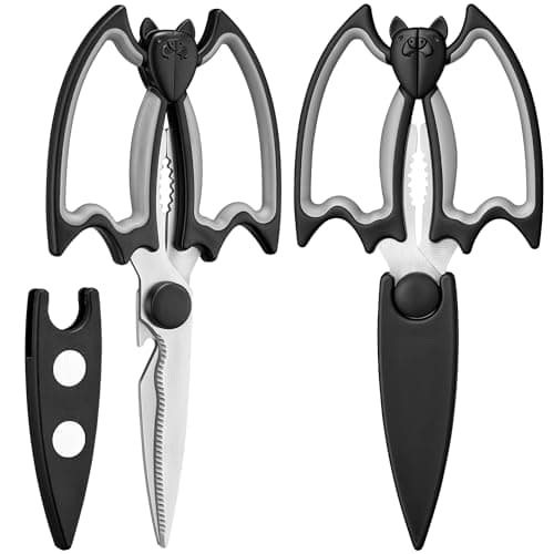 OMDAR Kitchen Scissors All Purpose 2 Pack - Halloween Goth Cute Kitchen Shears - Heavy Duty Stainless Steel Cooking Shears for Cutting Meat, Food, Poultry - Featuring a Magnetic Protective Sheath — image 1