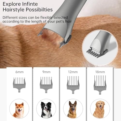 HiKiNS Dog Grooming Vacuum Kit,9 in 1 Dog Hair Vacuum Dryer Clipper Kits with 4.5L Dust Cup,18Kpa 1100W LED Display Pet Shedding Grooming Quiet with Adjustable 3 Modes Suction&Temperature(Upgraded) view 6