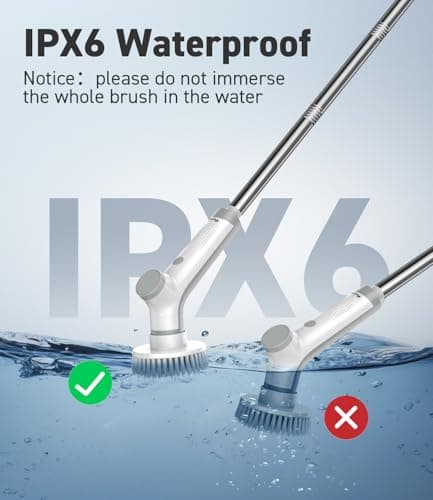 Electric Spin Scrubber, VEWIOR Cordless Shower Scrubber with 3 Adjustable Angle, Cleaning Brush with 2 Speeds 3 Replaceable Brush Heads for Bathroom Kitchen Tub view 5