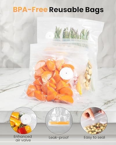 FEPPO Vacuum Sealer for Food with Visible Water Tank, Handheld Saver Compact Vacuum Sealer Machine with 30 Reusable Bags for 6X Preservation & Fresh, Black view 5