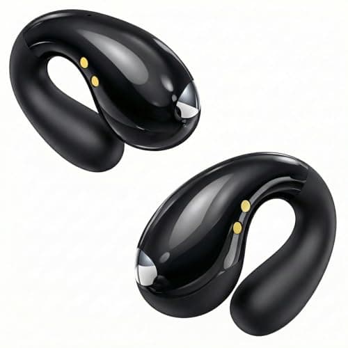 Boytond Ultra Open Ear Earbuds - Ergonomic Clip-On Earbuds, Bone Conduction Over-The-Ear Headphones with Waterproof Design and Secure Fit for Small Ears, Obsidian Black