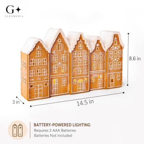 14.5-inch Lighted Gingerbread House Indoor Christmas Decorations view 2