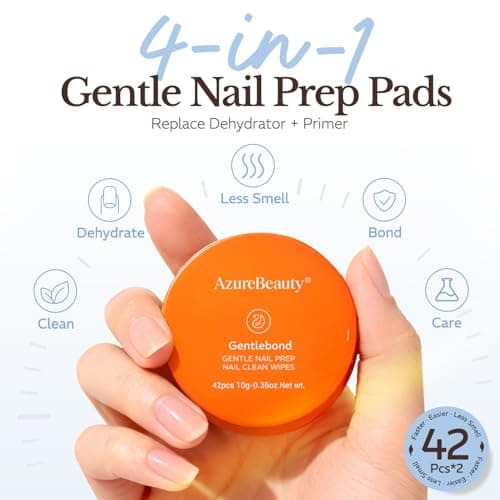 AZUREBEAUTY 4-in-One Nail Prep Pads-Dehydrator & Primer Wipes for Gel, Acrylic & Press On Nails, No Spill, No Brush, Fast & Easy Nail Cleaner Prep, Travel Friendly 84PCS (2 Boxes) view 5