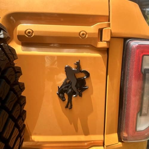 Bronco Sasquatch Emblem Overlay Decal, 3x4 Inch, Black Metallic, Weather-Resistant 3M Adhesive, 2021-2025 Models (Black Metallic, Shaka Sign & Horse Set) view 4