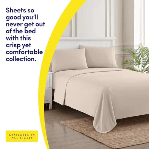 1500 Supreme Collection Queen Sheet Sets Beige Cream - Luxury Hotel Bed Sheets and Pillowcase Set for Queen Mattress - Extra Soft, Elastic Corner Straps, Deep Pocket Sheets, Queen Beige Cream view 3