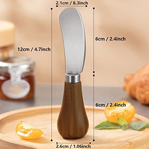 2 Pack Butter Spreader Knife Standing, Stainless Steel Cheese Spreader Knives with Wood Handle, Butter Knives with Sharp Edge for Easily Cutting & Spreading Butter & Cheese Sandwich Cream Cake view 3