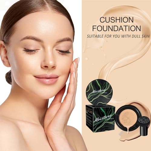 Mushroom Head Air Cushion CC Cream - BB Cream Face Makeup Foundation for Mature Skin Moisturizing Concealer Brighten Long-Lasting, Even Skin Tone for All Skin Types (2PCS Buff Beige) view 3