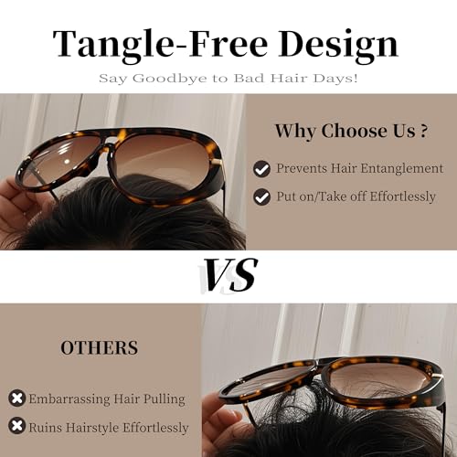 BOBUXLIIN Oversized Retro Large Aviator Sunglasses for Women Tangle Free UV400 Protection Metal Trendy Frame Shades 2026 view 3