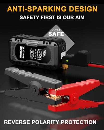 Portable Car Battery Jump Starter with Air Compressor, VANXIPOW 4500A 150PSI (9.0 L Gas/8.0L Diesel), 12V Jump Box Car Battery with 600 Lm LED Light, with Large LED Display, Power Bank view 5