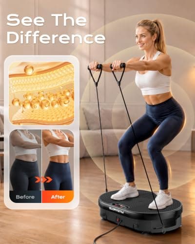 Vibration Plate Exercise Machine for Body Shaker Machine & Weight Loss, Shake Plate with Resistance Bands, 120 Speed Levels, Remote Control, Full Body Workout, Compact Home Gym Equipment view 3