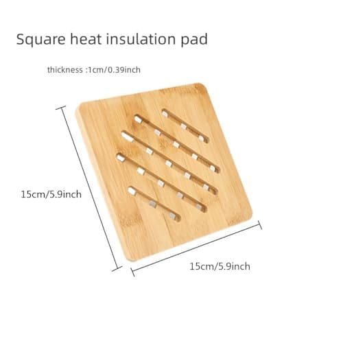 Natural Bamboo Ceramic Pot Tray Heat Bowls Insulation pad, Durable Anti-Hot Insulation pad for Hot Dishes, Bowl, Teapot, Hot Pot Holders Tray Soup Bowl Tray Table mat (5.9 * 5.9, Square) view 2