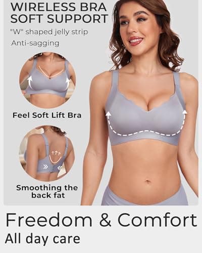 Gailife Scalloped Lift Bras Women Soft Jelly Push Up Wireless Bra Supportive V Neck No Underwire Seamless Tshirt Bralettes view 2