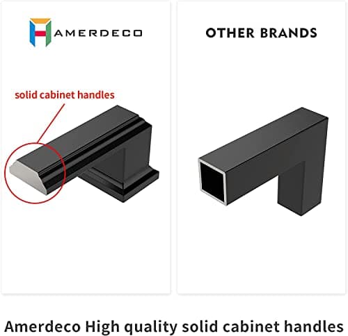 Amerdeco 10 Pack Matte Black 5 Inch(128mm) Hole Centers Kitchen Cabinet Pulls Cabinet Hardware Kitchen Handles for Cabinets Cupboard Handles Drawer Pulls view 6