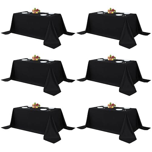 Fitable Black Tableclothes for Rectangle Tables, 6 Pack - 90 x 132 Inch - Reusable and Elegant Tablecloths, Polyester Fabric Table Covers for Wedding, Party, Banquet, Formal Events — image 1