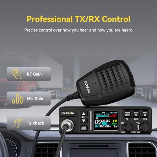 Retevis MB3B CB Radio Kit with Antenna, NRC Noise Cancellation, Long Range CB Mobile Radio, WX Channel, Brightness Color LCD, AM/FM, 12V/24V, EMG Channels 9/19 Radios for Long Haul Trucker Off-Road view 2