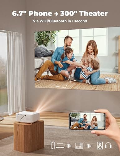 Outdoor Projector with WiFi and Bluetooth, Movie Projector 4K Built-in Apps | Ultra-Bright & 1k+ Official Apps, Electric Focus & 4P Keystone, Lisowod Smart Portable Proyector for Backyard, Home Cinema view 3