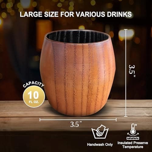 Charred Wooden Bourbon Drinking Glass, Bourbon Gifts for Men – 10 oz Wooden Old Fashioned Glasses Set Whiskey Tumbler | Birthday Whiskey Gifts for Men, Dad or Brother Original Bourbon Tumbler (2 Pack) view 2