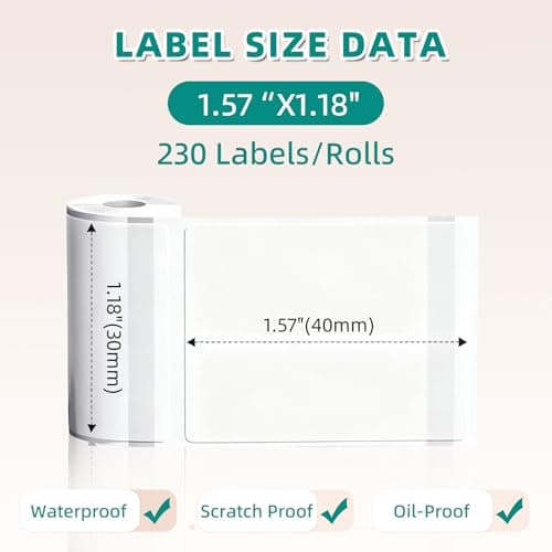 3 Rolls Thermal Label Stickers 1.57"x1.18" (40x30mm) Waterproof Scratch & Oil Proof 230 Pcs Per Roll view 3